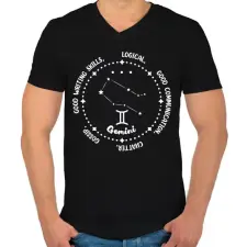 PRINTFASHION Ikrek tulajdonságok - Férfi V-nyakú póló - Fekete férfi póló