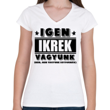 PRINTFASHION Ikrek vagyunk (fekete) - Női V-nyakú póló - Fehér női póló