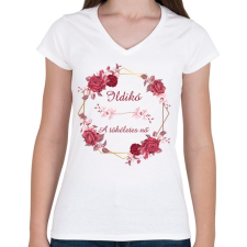 PRINTFASHION Ildikó - Női V-nyakú póló - Fehér női póló