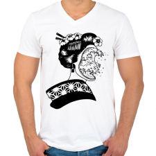 PRINTFASHION Illúzió - Férfi V-nyakú póló - Fehér férfi póló