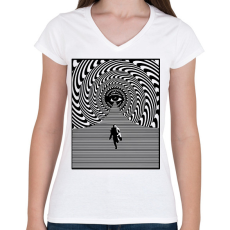 PRINTFASHION Illúzió - Női V-nyakú póló - Fehér