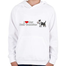 PRINTFASHION ilove my bull terrier - Gyerek kapucnis pulóver - Fehér gyerek pulóver, kardigán
