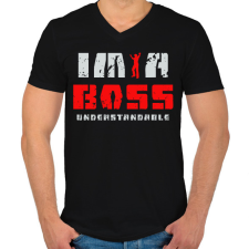 PRINTFASHION IM A BOSS - Férfi V-nyakú póló - Fekete férfi póló