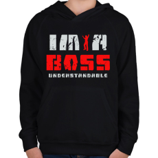 PRINTFASHION IM A BOSS - Gyerek kapucnis pulóver - Fekete