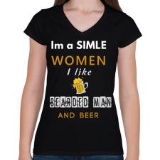 PRINTFASHION im a simple women - Női V-nyakú póló - Fekete női póló