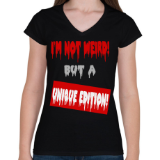 PRINTFASHION IM NOT WEIRD - Női V-nyakú póló - Fekete