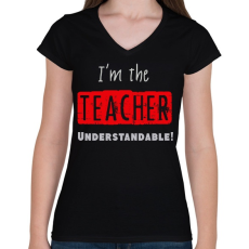 PRINTFASHION im the teacher - Női V-nyakú póló - Fekete