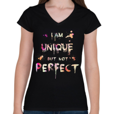PRINTFASHION IM UNIQUE - Női V-nyakú póló - Fekete női póló