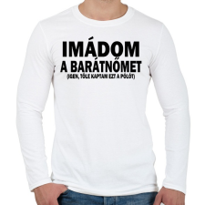 PRINTFASHION Imádom a barátnőm - Férfi hosszú ujjú póló - Fehér férfi póló