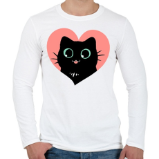 PRINTFASHION Imádom a fekete cicákat - Férfi hosszú ujjú póló - Fehér