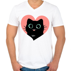 PRINTFASHION Imádom a fekete cicákat - Férfi V-nyakú póló - Fehér