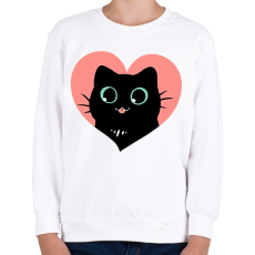 PRINTFASHION Imádom a fekete cicákat - Gyerek pulóver - Fehér