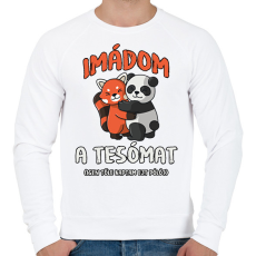 PRINTFASHION Imádom a tesómat... - Férfi pulóver - Fehér