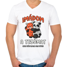 PRINTFASHION Imádom a tesómat... - Férfi V-nyakú póló - Fehér férfi póló