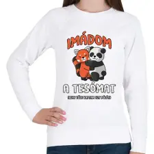 PRINTFASHION Imádom a tesómat... - Női pulóver - Fehér női pulóver, kardigán