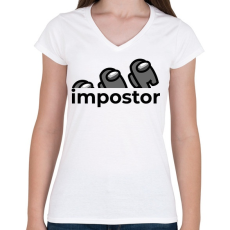 PRINTFASHION Impostor - Among us - Női V-nyakú póló - Fehér