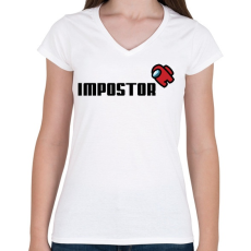 PRINTFASHION Impostor - Among us - Női V-nyakú póló - Fehér