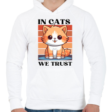PRINTFASHION In Cats We Trust - Férfi kapucnis pulóver - Fehér