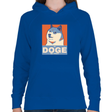 PRINTFASHION IN DOGE WE TRUST - Női kapucnis pulóver - Királykék női pulóver, kardigán