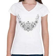 PRINTFASHION Indiai mintás nyakék - Női V-nyakú póló - Fehér