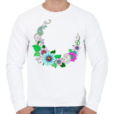 PRINTFASHION Indiai nyakék, színes - Férfi pulóver - Fehér férfi pulóver, kardigán