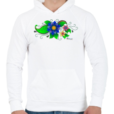 PRINTFASHION Indiai virág - Férfi kapucnis pulóver - Fehér férfi pulóver, kardigán