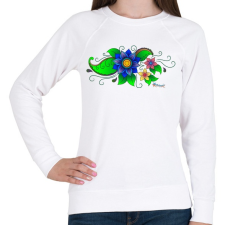 PRINTFASHION Indiai virág - Női pulóver - Fehér női pulóver, kardigán