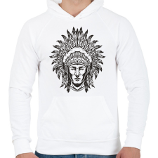 PRINTFASHION Indián - Férfi kapucnis pulóver - Fehér férfi pulóver, kardigán