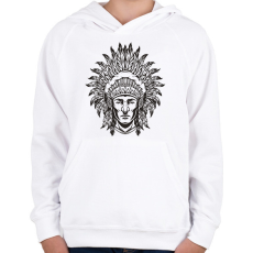 PRINTFASHION Indián  - Gyerek kapucnis pulóver - Fehér