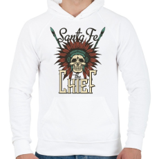 PRINTFASHION Indián koponya - Santa Fe - Férfi kapucnis pulóver - Fehér