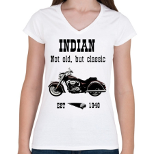 PRINTFASHION INDIAN MOTORCYCLE - Női V-nyakú póló - Fehér női póló