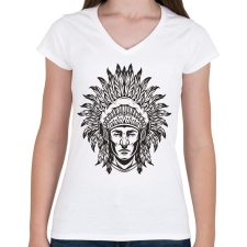 PRINTFASHION Indián  - Női V-nyakú póló - Fehér női póló