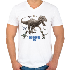 PRINTFASHION Indominus Rex - Férfi V-nyakú póló - Fehér férfi póló
