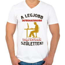 PRINTFASHION Informatikus férfi szülinapja május - Férfi V-nyakú póló - Fehér férfi póló