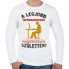 PRINTFASHION Informatikus férfi szülinapja március - Férfi hosszú ujjú póló - Fehér