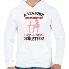 PRINTFASHION Informatikus nő szülinapja december - Férfi kapucnis pulóver - Fehér férfi pulóver, kardigán