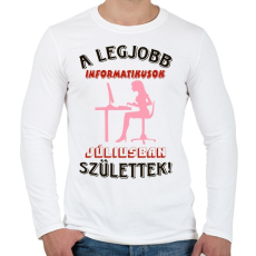 PRINTFASHION Informatikus nő szülinapja július - Férfi hosszú ujjú póló - Fehér