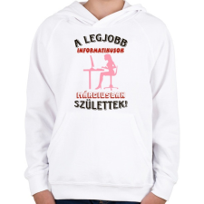 PRINTFASHION Informatikus nő szülinapja március - Gyerek kapucnis pulóver - Fehér gyerek pulóver, kardigán