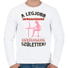 PRINTFASHION Informatikus nő szülinapja október - Férfi pulóver - Fehér férfi pulóver, kardigán