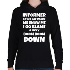 PRINTFASHION INFORMER SNOW DALSZÖVEG - Női kapucnis pulóver - Fekete