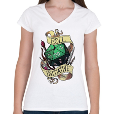 PRINTFASHION Initative - Női V-nyakú póló - Fehér női póló