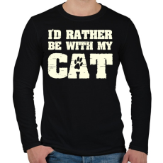 PRINTFASHION Inkább a macskámmal vagyok - Férfi hosszú ujjú póló - Fekete