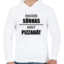 PRINTFASHION Inkább sörhas, mint pizzahát - Férfi kapucnis pulóver - Fehér férfi pulóver, kardigán