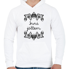 PRINTFASHION Inni jöttem - Férfi kapucnis pulóver - Fehér