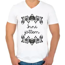 PRINTFASHION Inni jöttem - Férfi V-nyakú póló - Fehér férfi póló