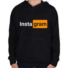 PRINTFASHION Insta Gram - Gyerek kapucnis pulóver - Fekete