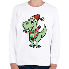PRINTFASHION Integető karácsonyi t-rex - Gyerek pulóver - Fehér gyerek pulóver, kardigán