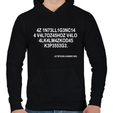 PRINTFASHION Intelligencia - Stephen Hawking - Férfi kapucnis pulóver - Fekete