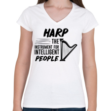 PRINTFASHION Intelligens emberek hangszere - Hárfa - Női V-nyakú póló - Fehér női póló