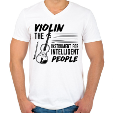 PRINTFASHION Intelligens emberek hangszere - Hegedű - Férfi V-nyakú póló - Fehér